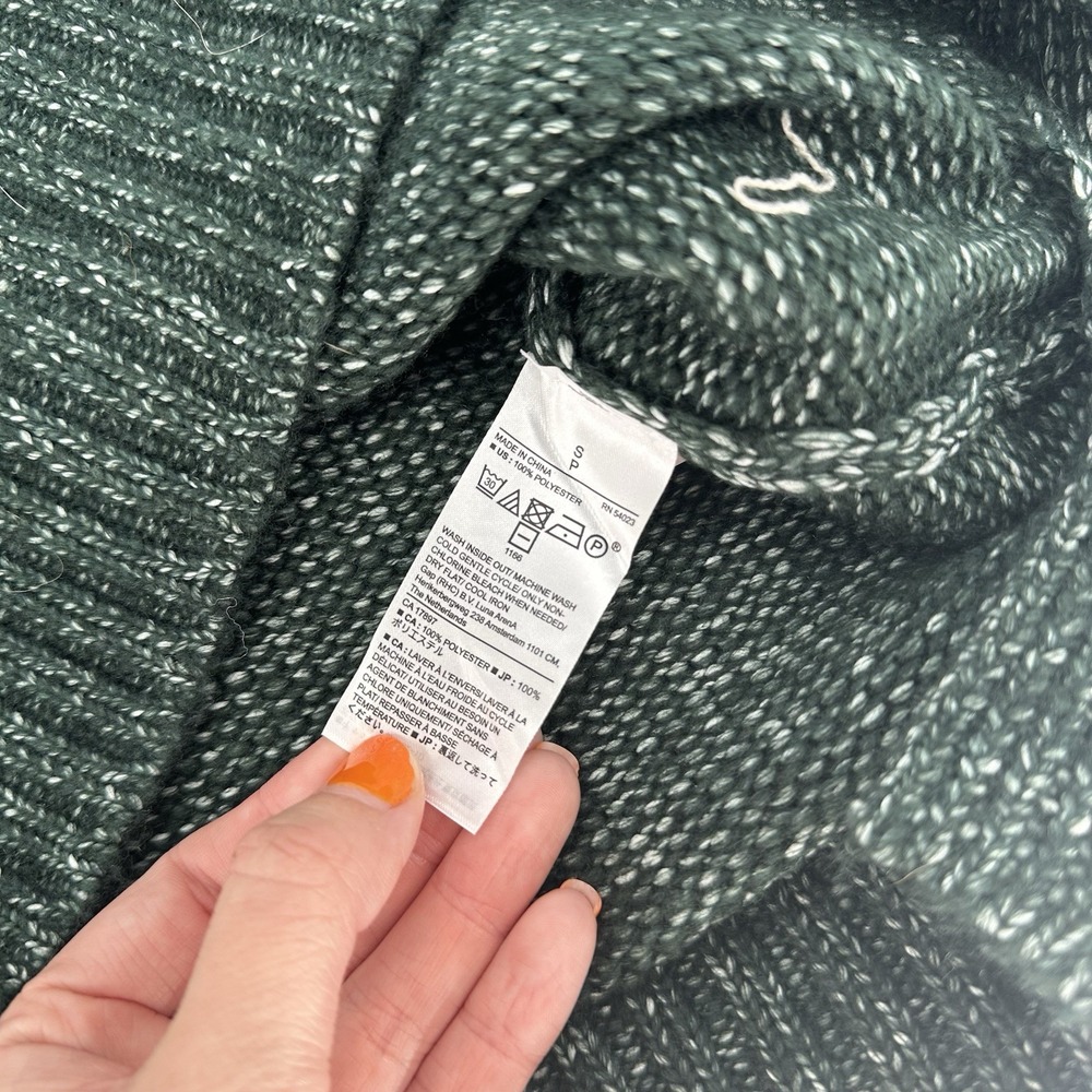 Banana Republic Sz S‎ Turtleneck Sweater Hunter Green White Minimalist Cozy - Picture 5 of 6